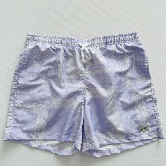 Bather Bandana Smiley Swim Shorts Purple / White - Picture 3 of 5